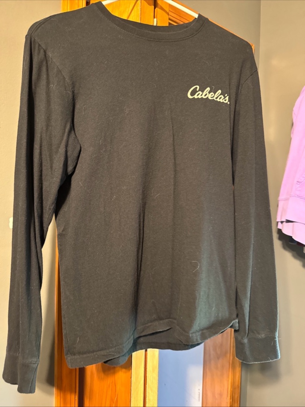 Cabela's Black Long-Sleeve Men’s Tee with Chest Scripted